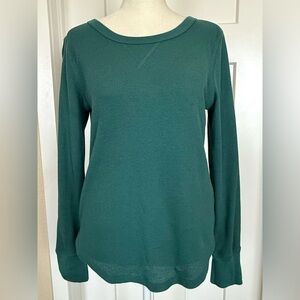 GAP Waffle Knit Long Sleeve Top | Forest Green Thermal Tee | Size Small